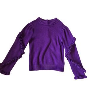 Janie & Jack Purple Ruffle Knit Girl's Sweater Size 6
